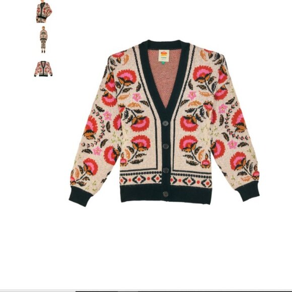 Farm Rio Sand Palms Paradise Knit Cardigan - Size Small - Picture 5 of 7
